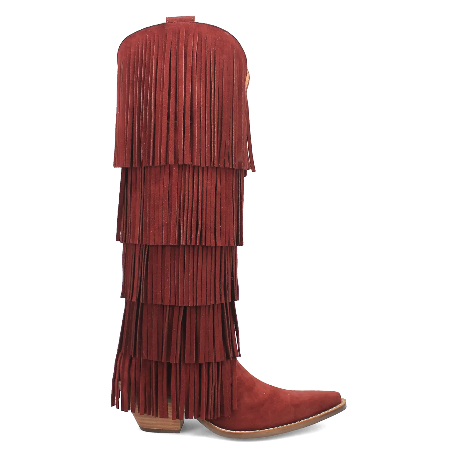 Wild Child Burgundy Suede Leather Fringe Boots (DS)