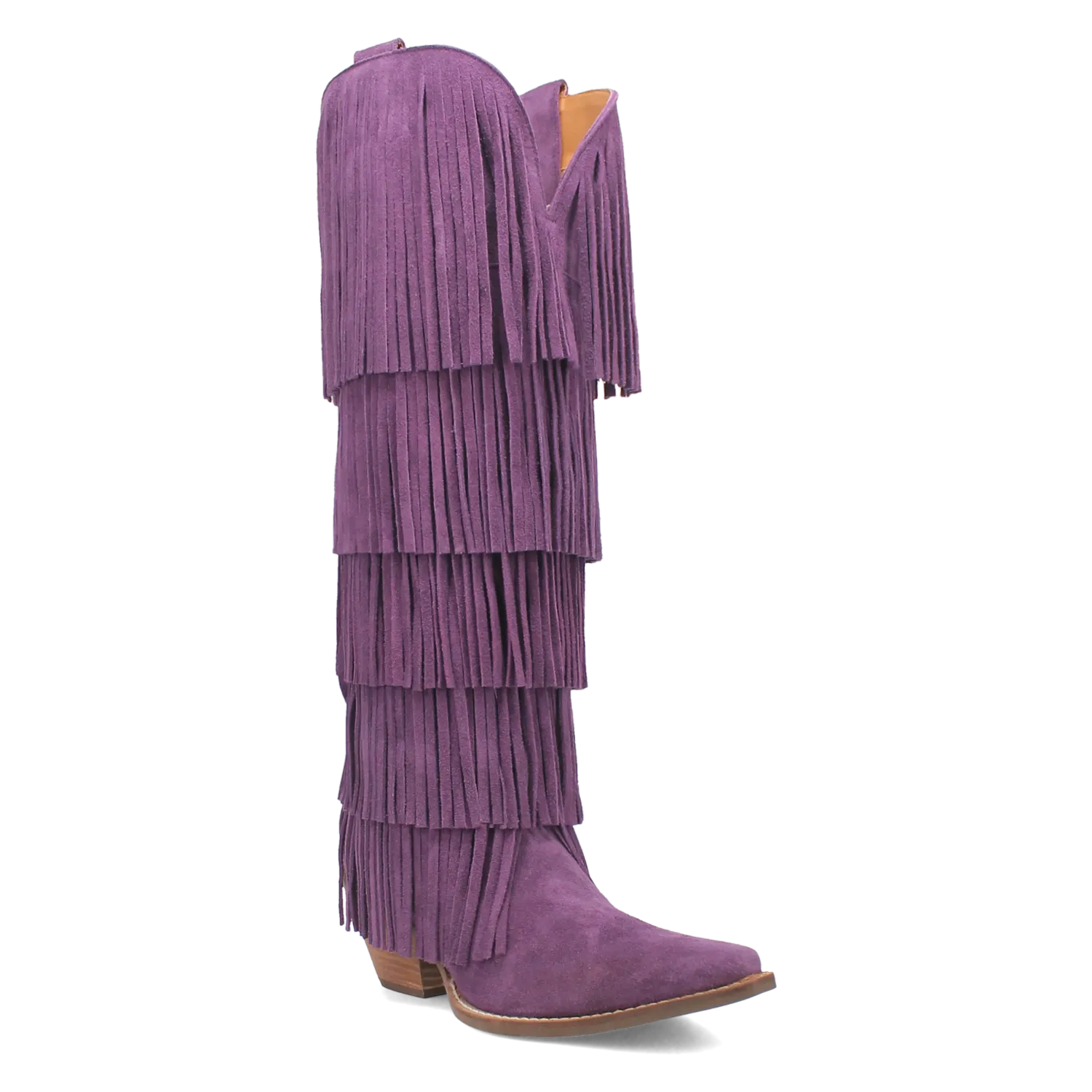 Wild Child Purple Suede Leather Fringe Boots (DS)