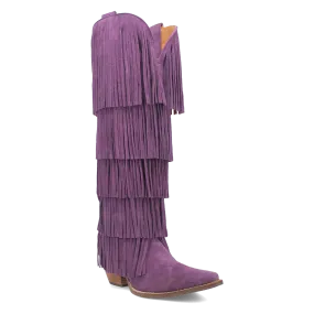 Wild Child Purple Suede Leather Fringe Boots (DS)