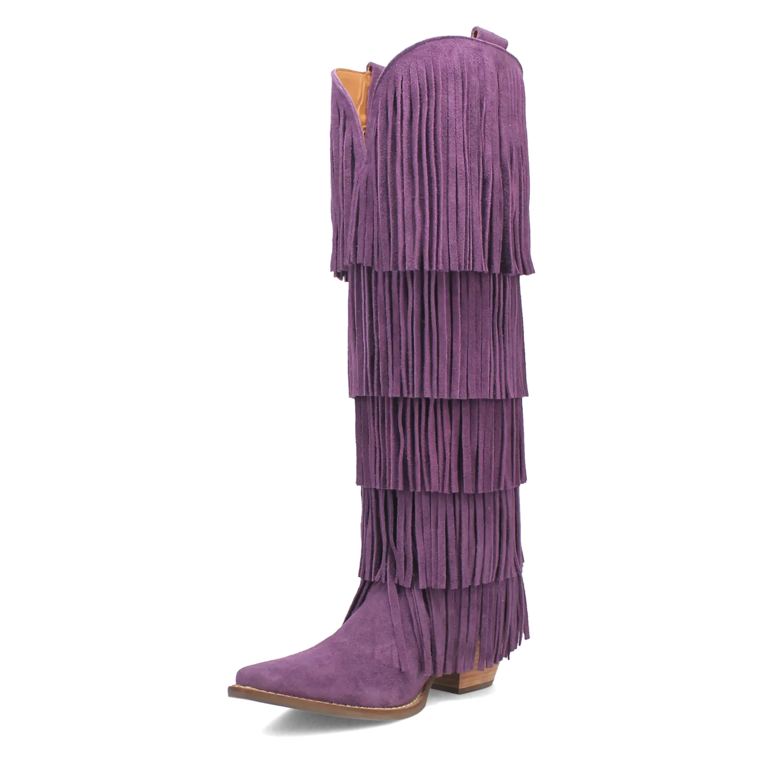 Wild Child Purple Suede Leather Fringe Boots (DS)