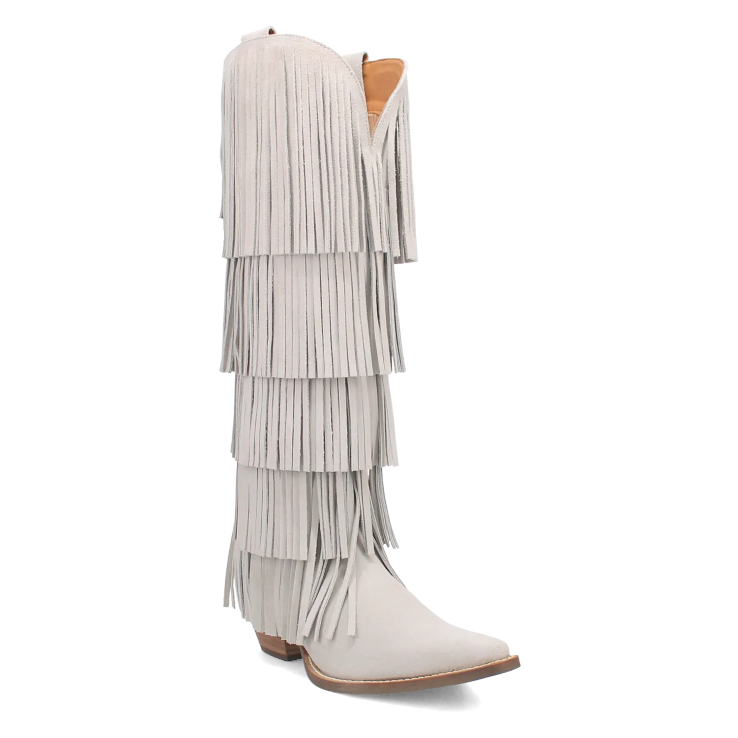 Wild Child White Suede Leather Fringe Boots (DS)