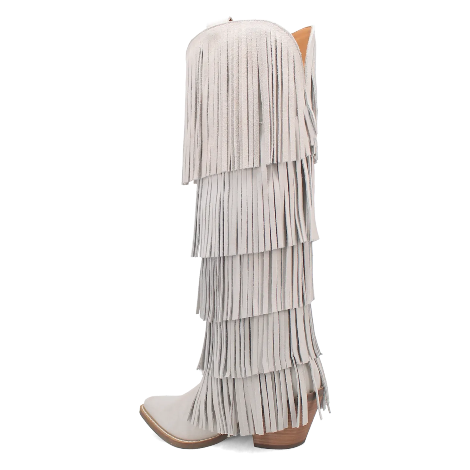 Wild Child White Suede Leather Fringe Boots (DS)