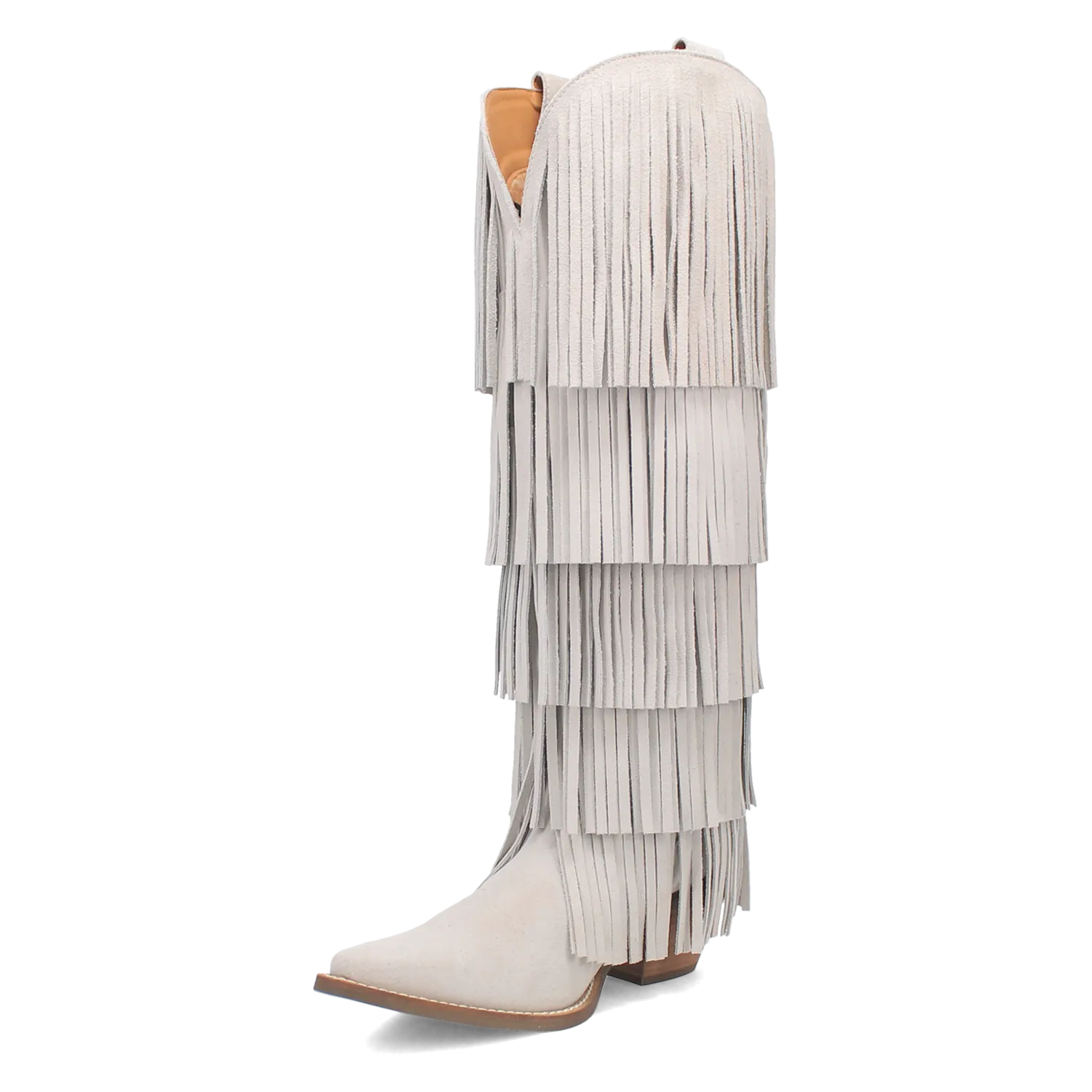 Wild Child White Suede Leather Fringe Boots (DS)