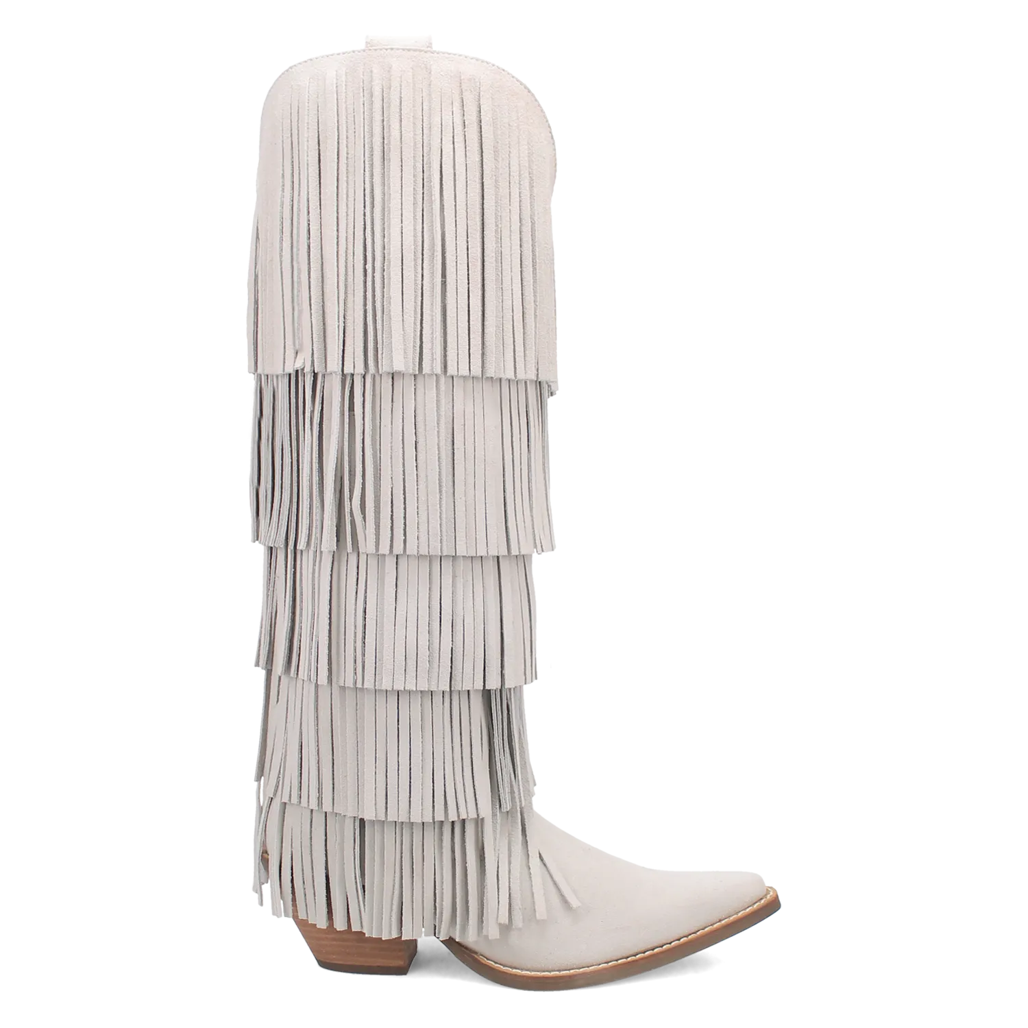 Wild Child White Suede Leather Fringe Boots (DS)