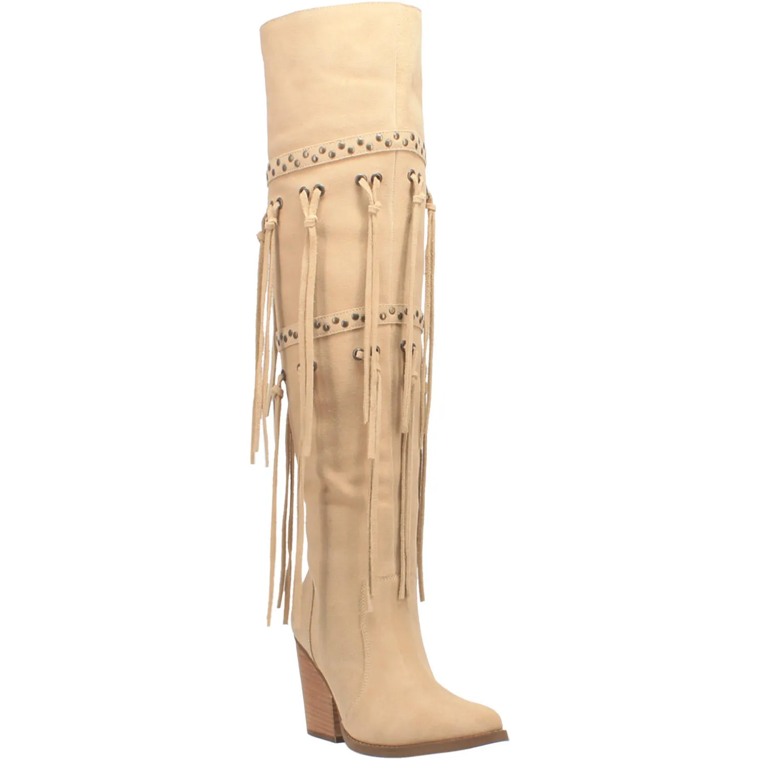 Witchy Woman Sand Leather Fringe Boots (DS)