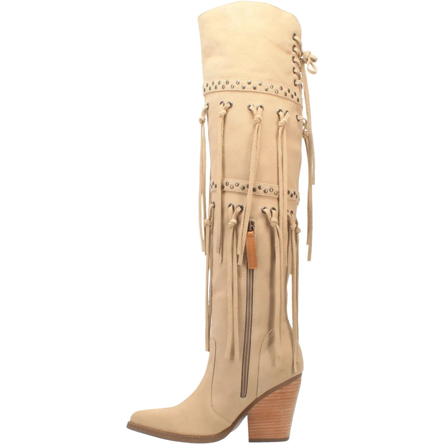 Witchy Woman Sand Leather Fringe Boots (DS)