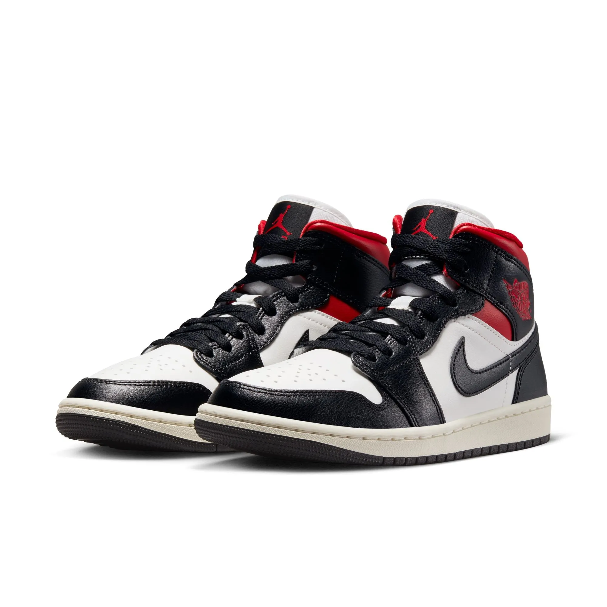 Women's Air Jordan 1 Mid - BLACK/GYM RED-SAIL