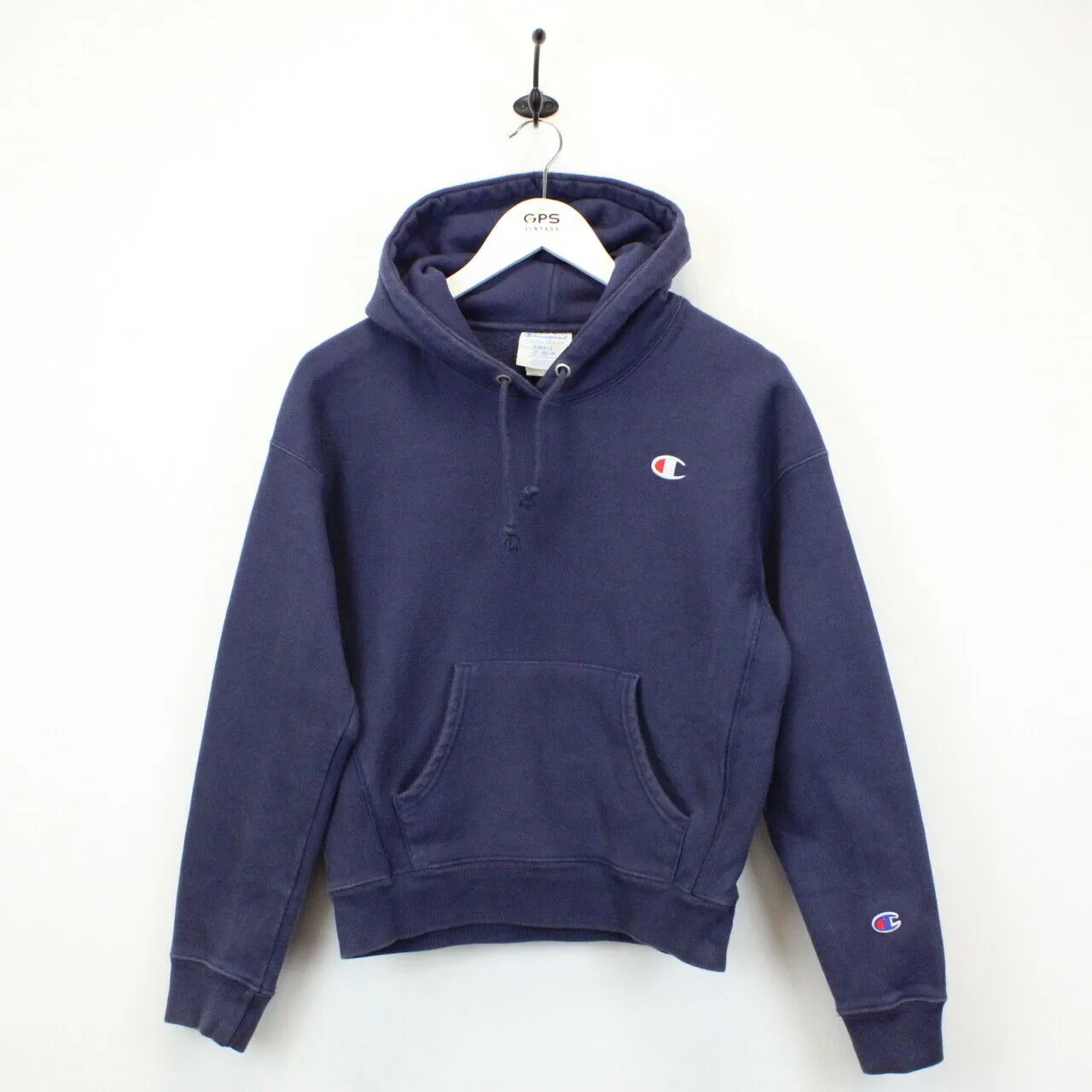 Womens CHAMPION 90s Hoodie Navy Blue | XS