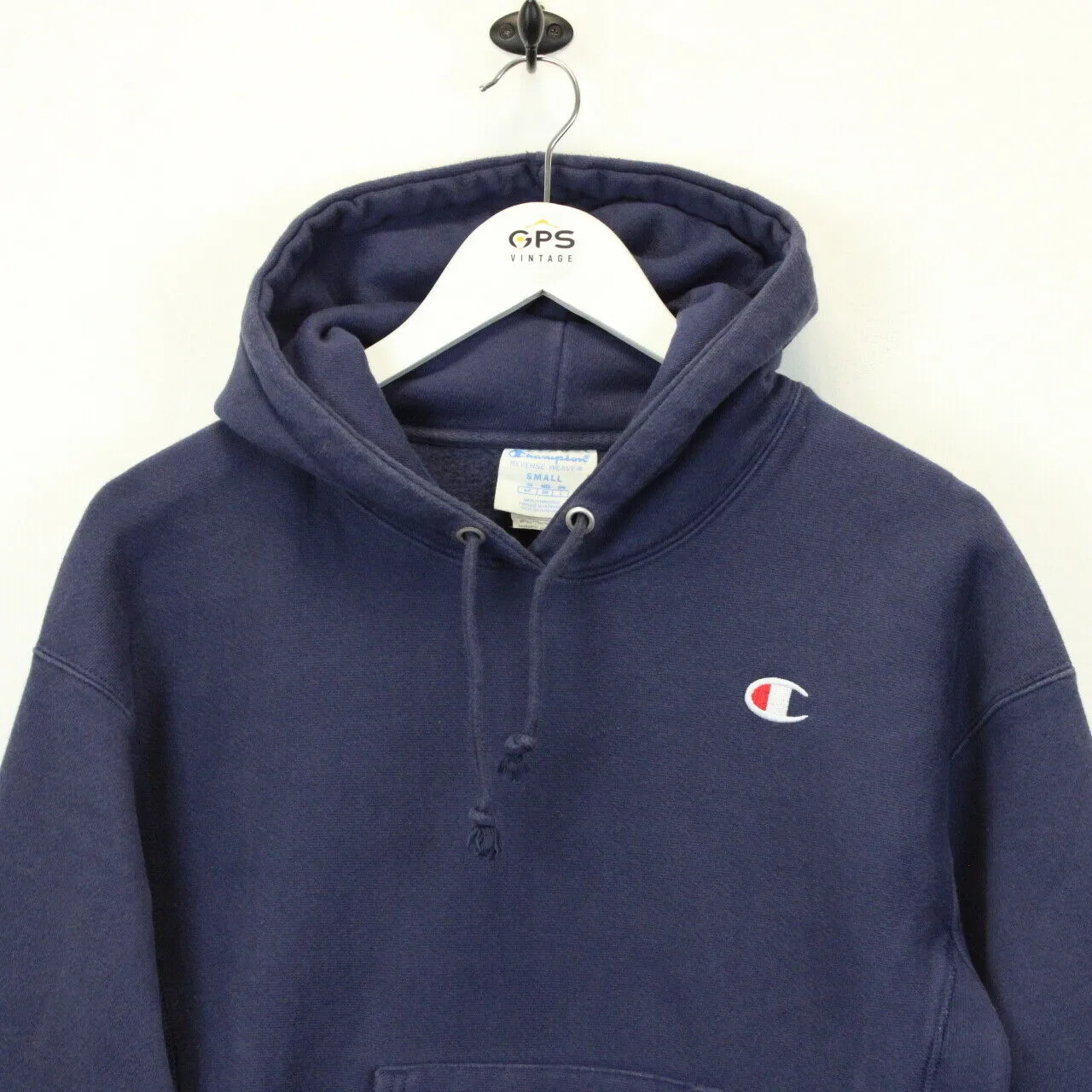 Womens CHAMPION 90s Hoodie Navy Blue | XS