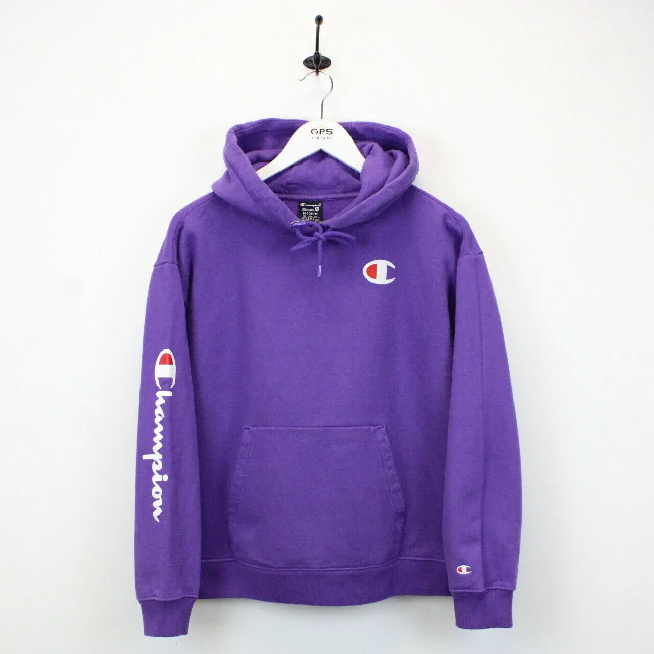 Womens CHAMPION Hoodie Purple | Medium