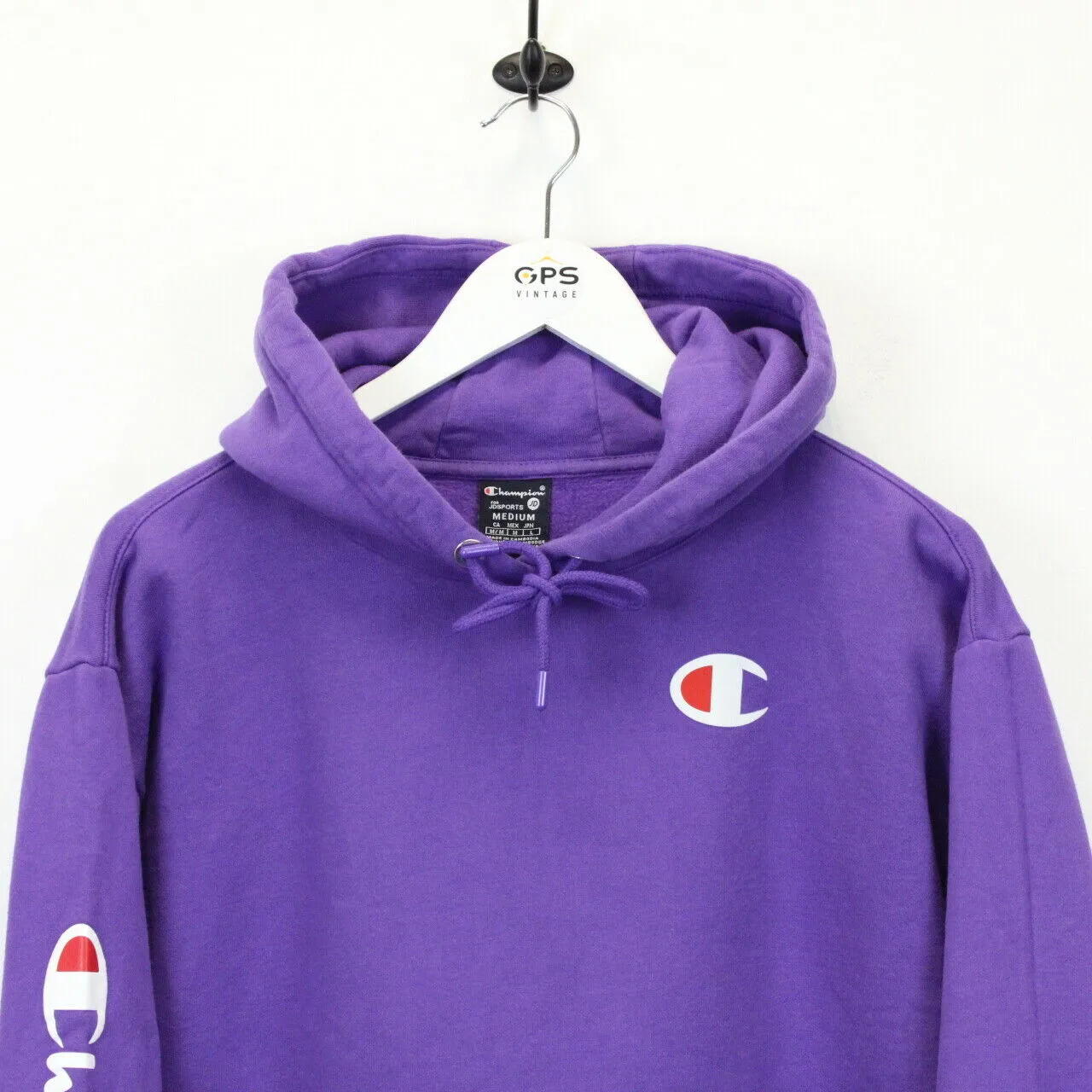 Womens CHAMPION Hoodie Purple | Medium