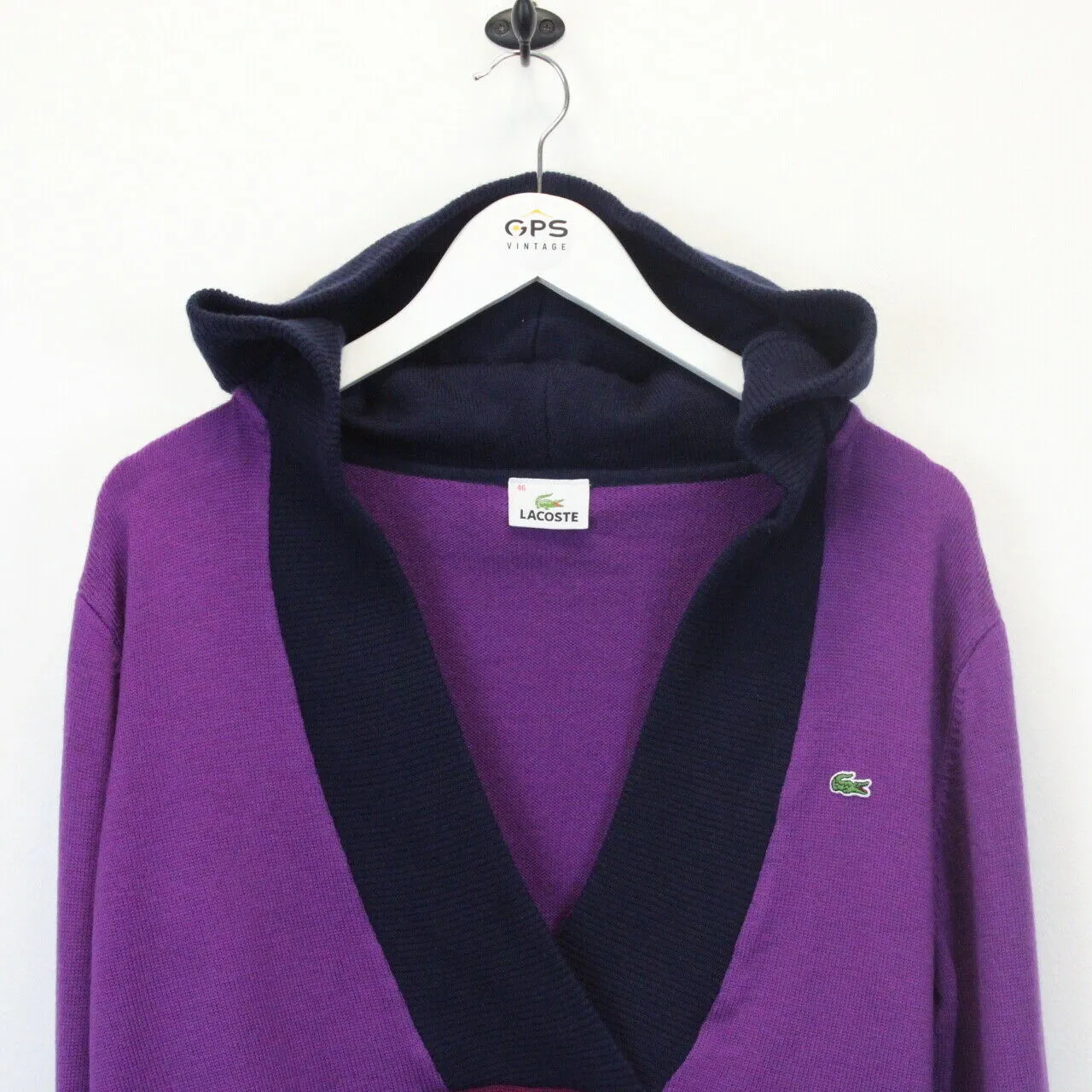 Womens LACOSTE Knit Hoodie Purple | Large