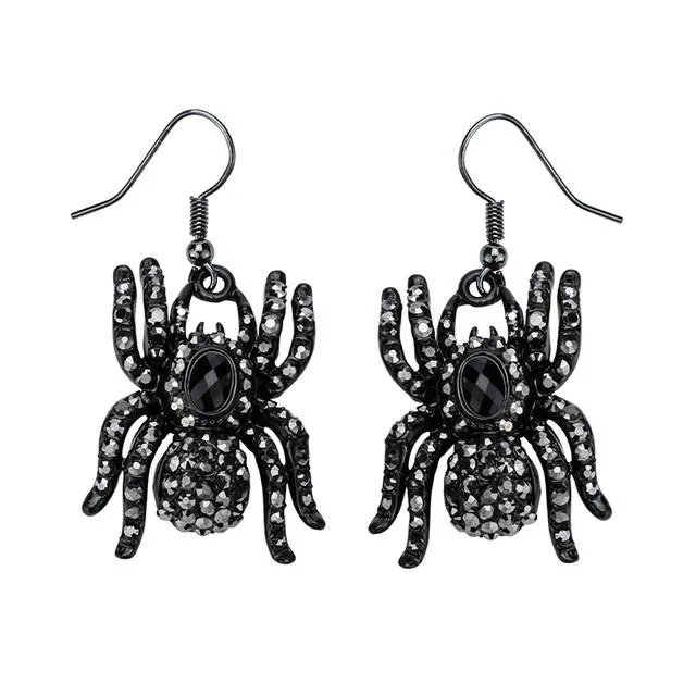 Women's Spider Dangle Crystal Earrings Halloween Jewelry Gifts