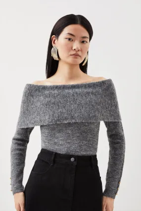 Wool Blend Cosy Bardot Knit Jumper | Karen Millen