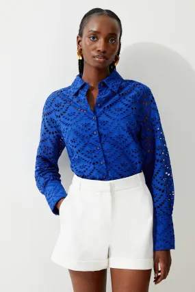 Woven Broderie Shirt | Karen Millen